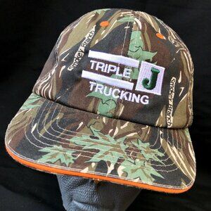 Vintage Camo Triple J Trucking Hat Cap Smokey Branch Hat Camoflauge Strapback